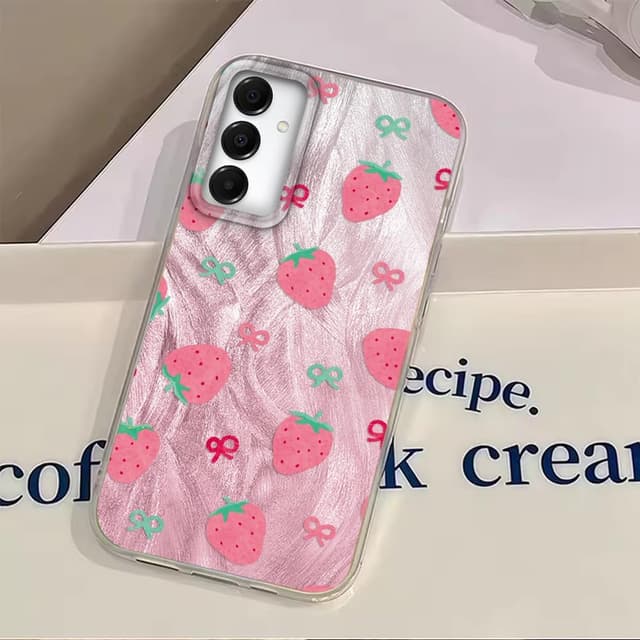 Thumbnail 6 de Tedyhulle Hülle für Samsung Galaxy A15 4G/5G mit rosa Erdbeer-Schleife – dünne TPU/PC Schutzhülle