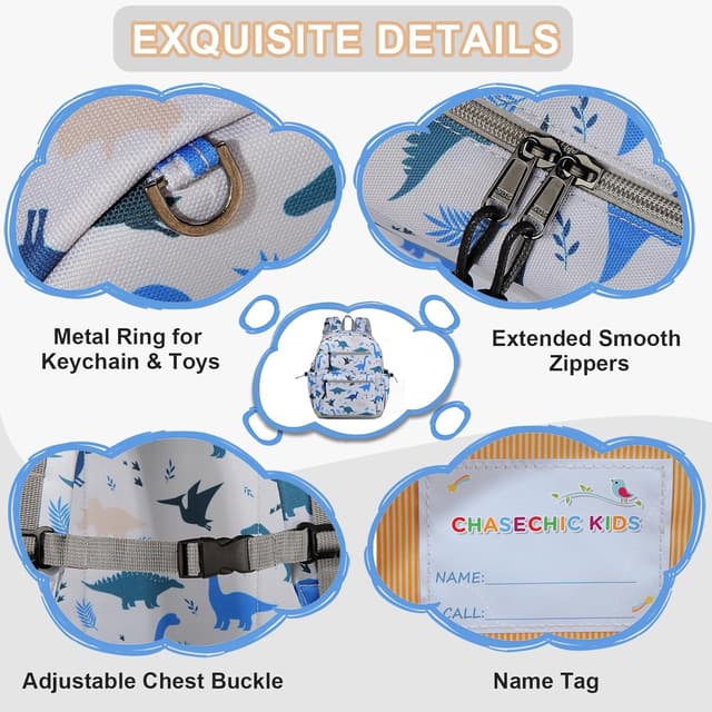 Detalle de Chase Chic Toddler Backpack for Boys & Girls (13L) for Daycare, Preschool & Kindergarten