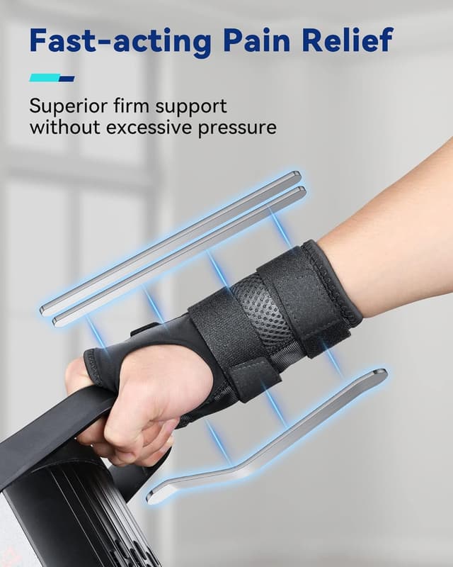 Detalle 2 de Fitomo Left Hand Wrist Support with 3 Metal Splints and Soft Thumb Opening (night use)