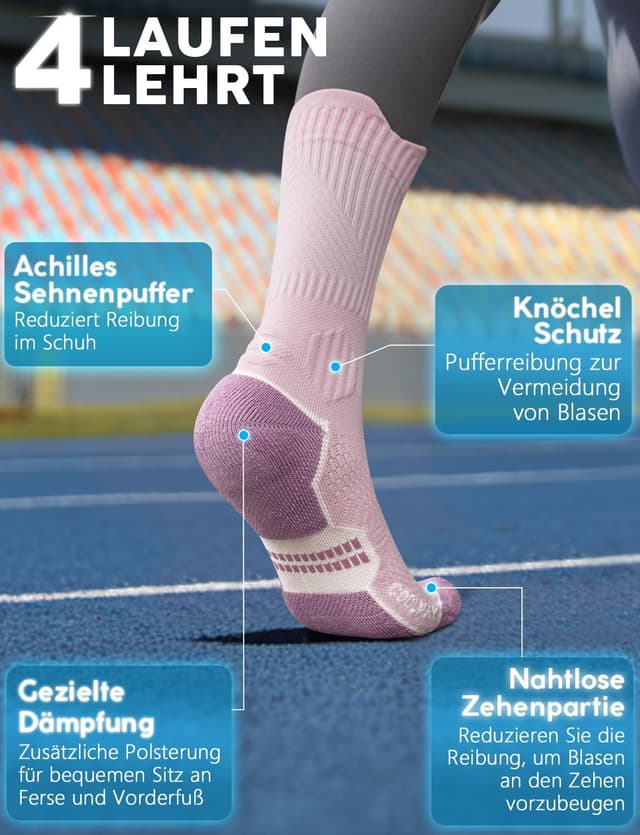 Detalle 2 de Juclise Bambus Kompressions-Laufsocken (15–20 mmHg) – Coolmax, atmungsaktiv & anti-Blasen im 3er-Pack