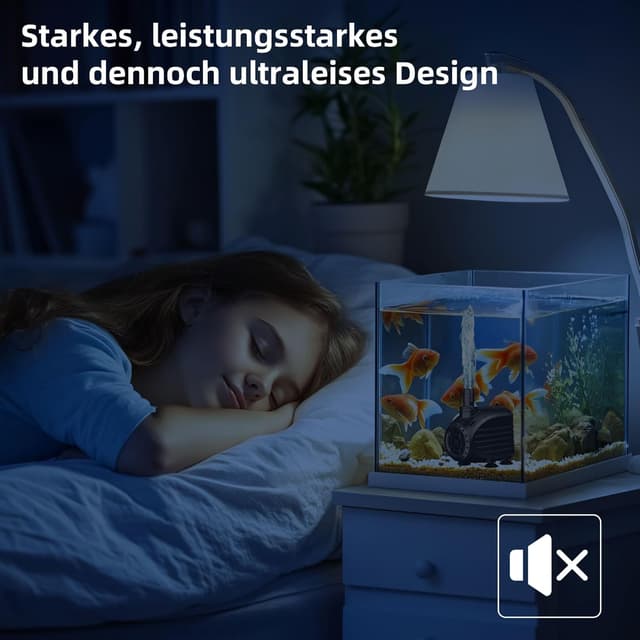 Detalle de Biling Ultraleise Aquarium Pumpe 750 l/h – Tauchbrunnenpumpe für Springbrunnen, Teich & Aquarium