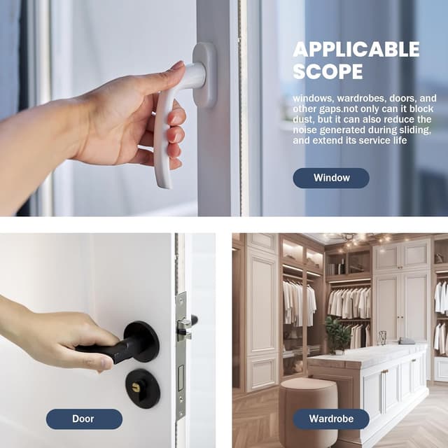 Detalle de HNNHOME Draft Excluder Brush Seal Strip (Self-Adhesive), 5m x 9mm x 5mm, White