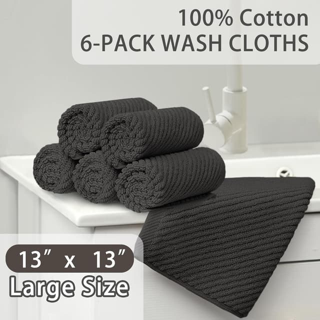 Detalle de VOOVA & MOVAS Grey Washcloths 13x13