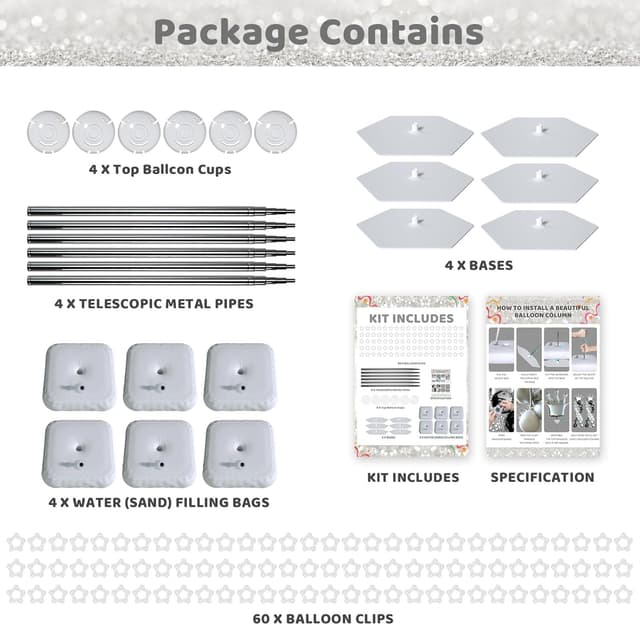 Thumbnail 1 de Balloon Arch Stand Set of 6 — 7 ft Balloon Decor 🎈