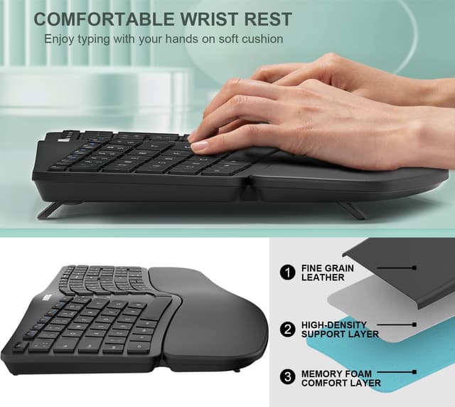 Detalle de Arteck Split Ergonomic Keyboard with 2.4G wireless comfort ⌨