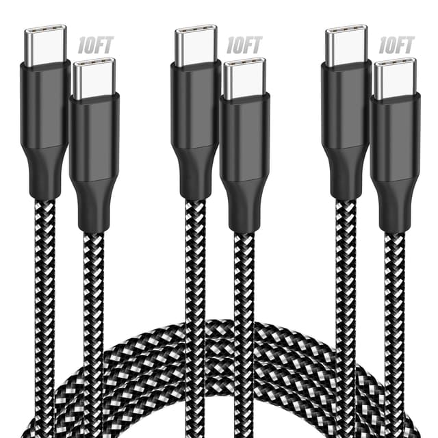 Detalle de USB C to USB C Cable 60W 10FT 3-Pack