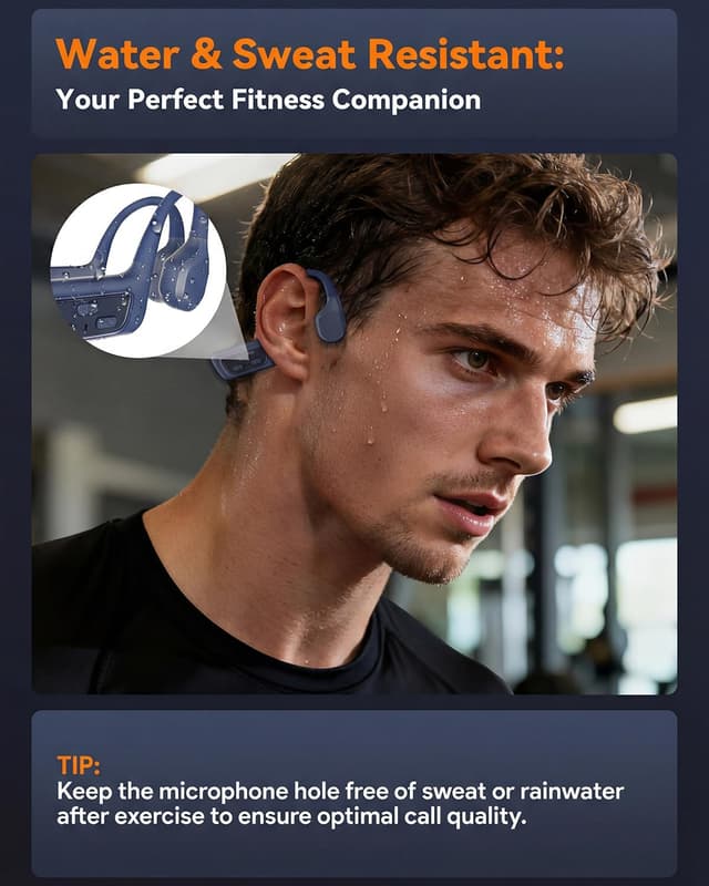 Detalle de MONODEAL Knochenschall Kopfhörer fürs Schwimmen mit MP3-Player (8 GB) und Bluetooth 5.4 – IPX8/IP68