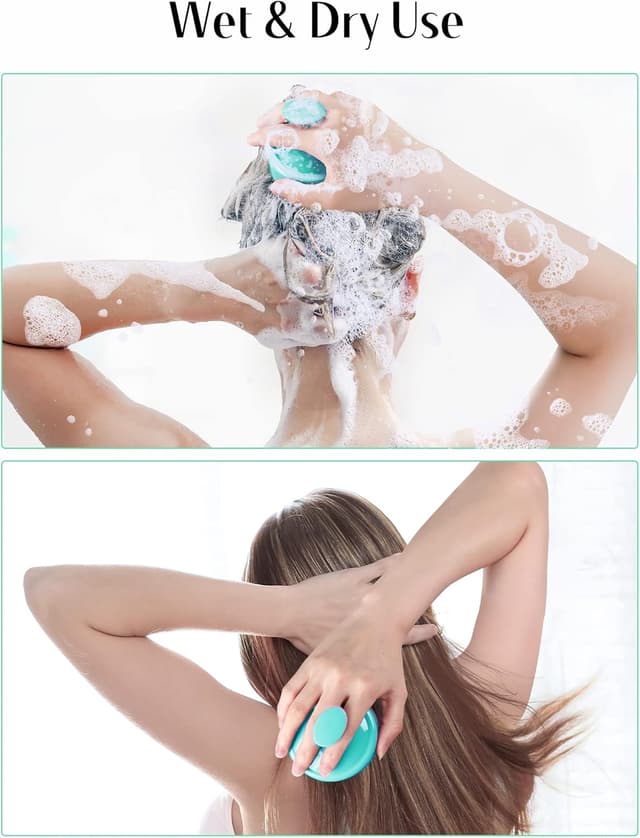 Detalle de HEETA Scalp Massager Shampoo Brush with Soft Silicone Bristles (Pet-Green) for Hair Care & Relaxation