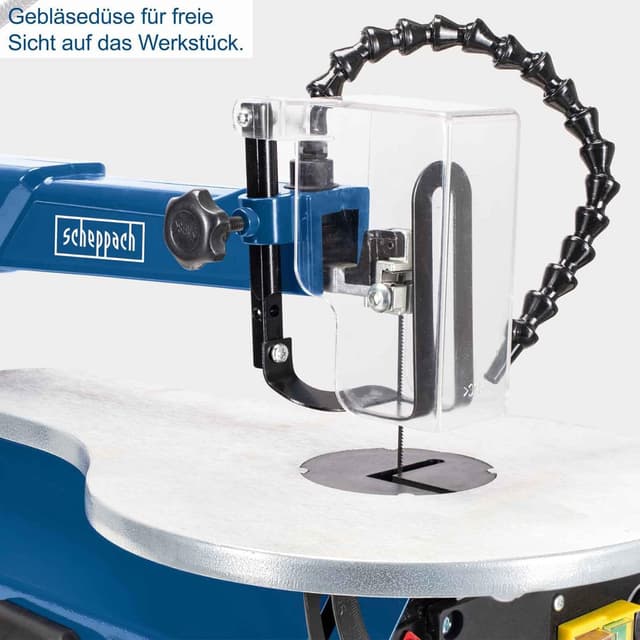 Detalle de Sega Scheppach SD1600V con luce LED flessibile per tagli più visibili