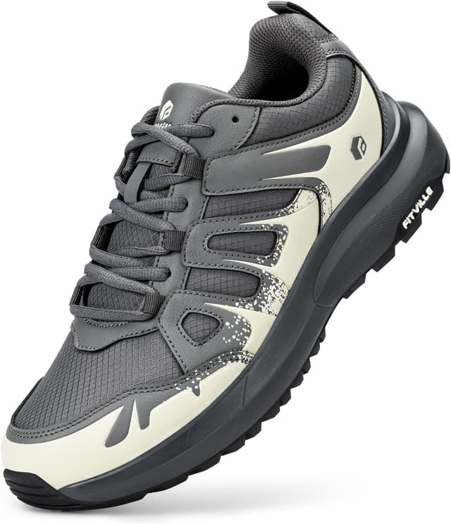 Detalle de FitVille Extra Weit Wanderschuhe Herren – wasserdichte Outdoor-Halbschuhe mit Fußgewölbestütze