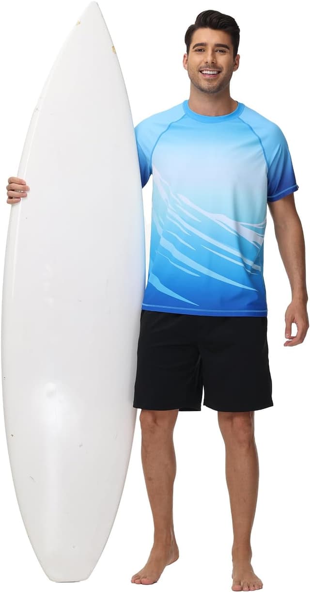 Detalle 2 de VAYAGER Hauts de Bain anti-UV UPF 50+ pour homme à manches courtes – séchage rapide, coupe décontractée