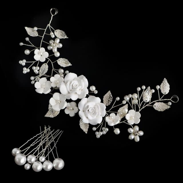 Detalle de Bridal Pearl Hair Accessories Set 11pcs