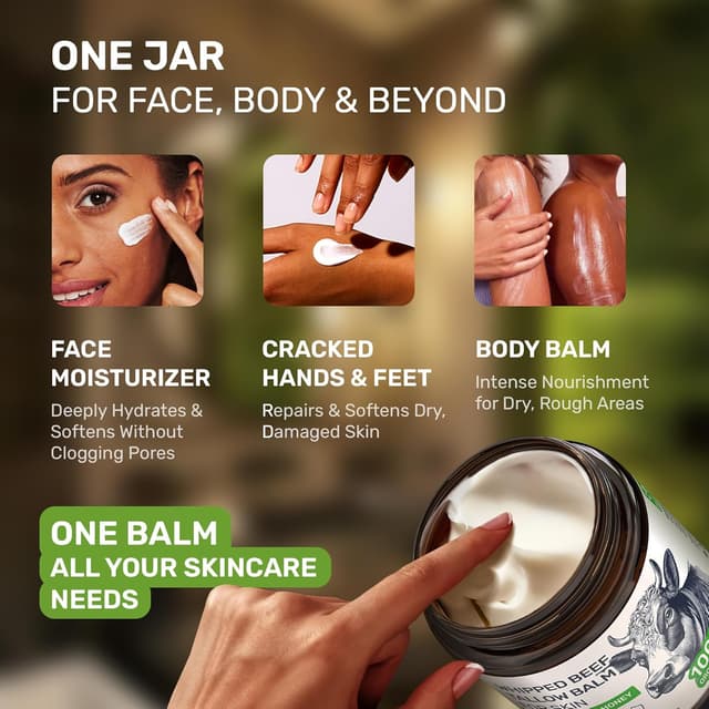 Detalle de Beef Tallow for Skin Grass-Fed Whipped Tallow & Honey Balm (Fragrance-Free, Non-Comedogenic)