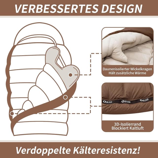 Thumbnail 5 de QEZER Daunenschlafsack 650er Entendaunen