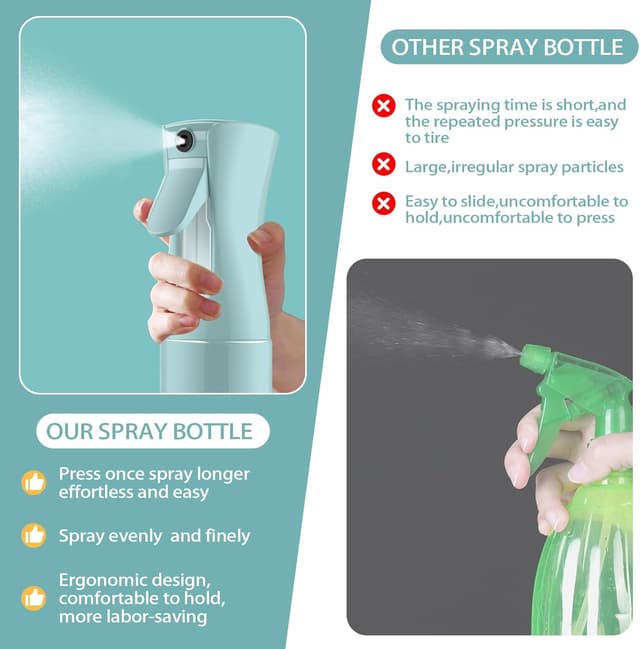 Detalle de DYHNQE 2x 300ml continuous fine mist hair spray bottles (empty) – blue & purple