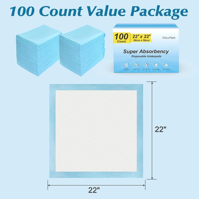 Thumbnail 6 de 100 Count 22" x 22" Super Absorbency Underpads