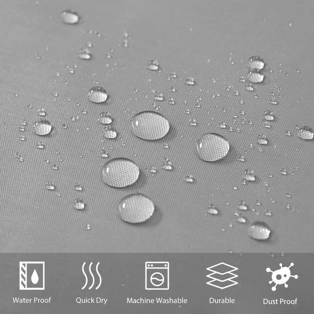 Detalle de Rideau de douche Furlinic Petit Rideau de Douche gris en polyester imperméable lavable (120 x 180 cm) avec 8 crochets