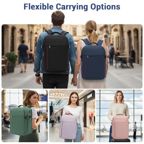 Thumbnail 6 de Kono Mochila de viaje para Ryanair/Vueling cabina 40x30x20 cm (24L) con apertura 180° y compartimento portátil, negro