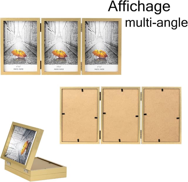 Thumbnail 5 de Cadre photo AVEAX 10x15 cm triple doré