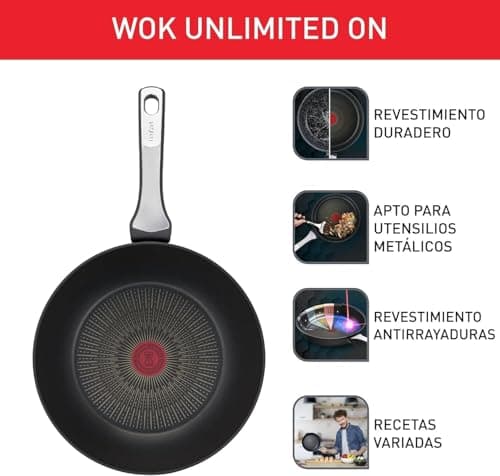 Detalle de Tefal Unlimited On Wok 28 cm, induction, revêtement antiadhésif 🥘