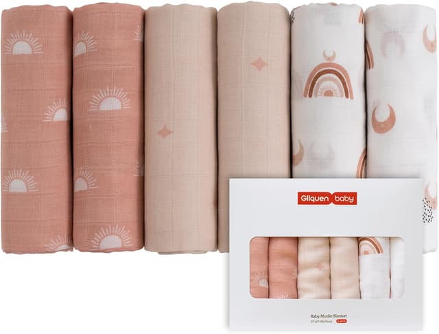 Imagen de GLLQUEN BABY Lot de 6 bavoirs mousseline 70 x 70 cm en OfertitasTOP