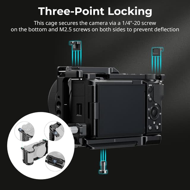 Detalle de SmallRig ZV-E10 II Cage Kit (4867) für Sony Alpha ZV-E10 II inkl. HDMI-Kabelklemme und Arca-Schnellwechselplatte