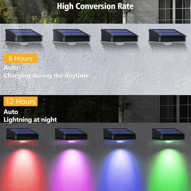Detalle 2 de Echosari solar fence lights RGB, 8 pack