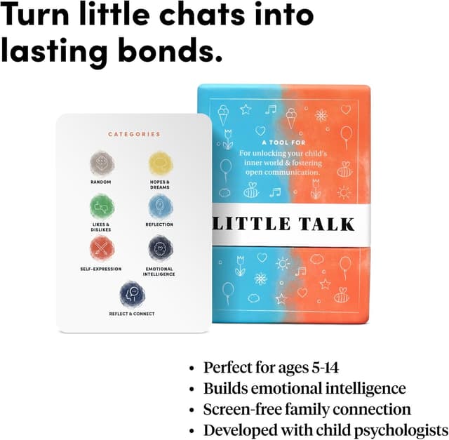 Detalle de BestSelf Co. Little Talk Conversation Cards for Kids (170 Prompts) for Social Skills, Family Games, Travel & Therapy