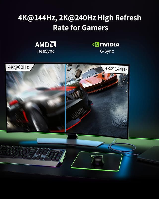 Detalle 2 de Silkland USB-C to DisplayPort 1.4 Cable (8K 60Hz, 4K/2K up to 240Hz) Thunderbolt 4/3 to DP