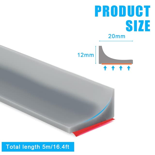 Detalle de flintronic Barriera doccia in silicone autoadesiva grigia, 12 mm (soglia e striscia antiritenzione)