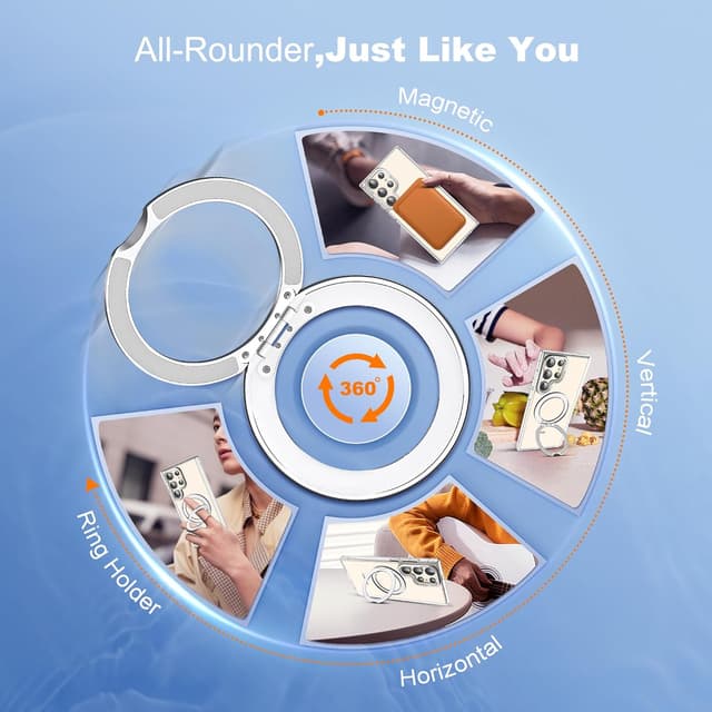 Thumbnail 2 de Zalinbo Compatible with Samsung Galaxy S24 Ultra Case with 360° Rotatable Magnetic Ring Stand (Mag-Safe, Shockproof)