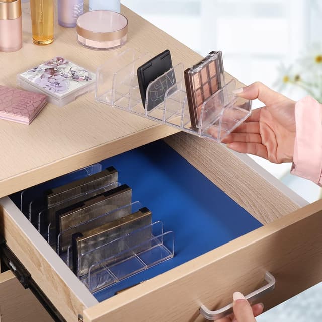 Thumbnail 3 de Fentar 2-Pack Clear Acrylic Eyeshadow Palette Organisers (7 Slots, Compact Desk Storage)