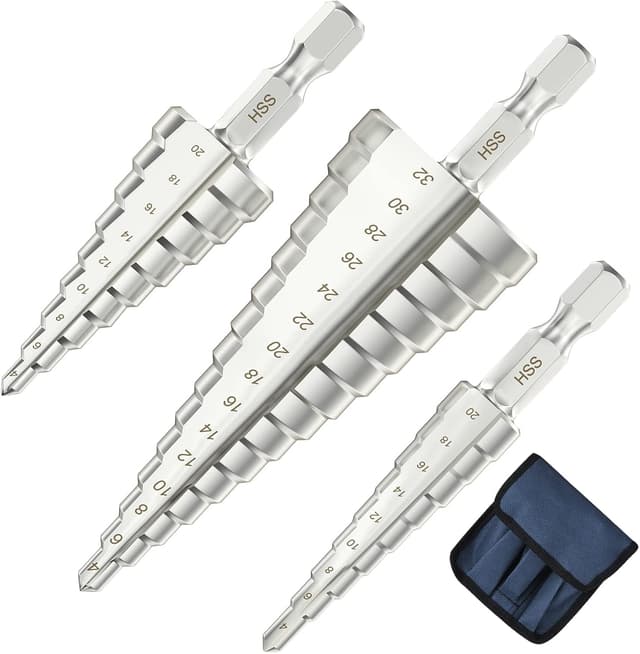 Detalle de flintronic Punte coniche e fresa conica a gradini HSS Titanium (misure 4-12/4-20/4-32)