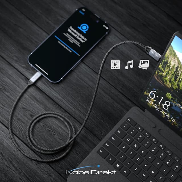 Thumbnail 3 de KabelDirekt USB C Kabel Schnellladen 60 W 0,6 m