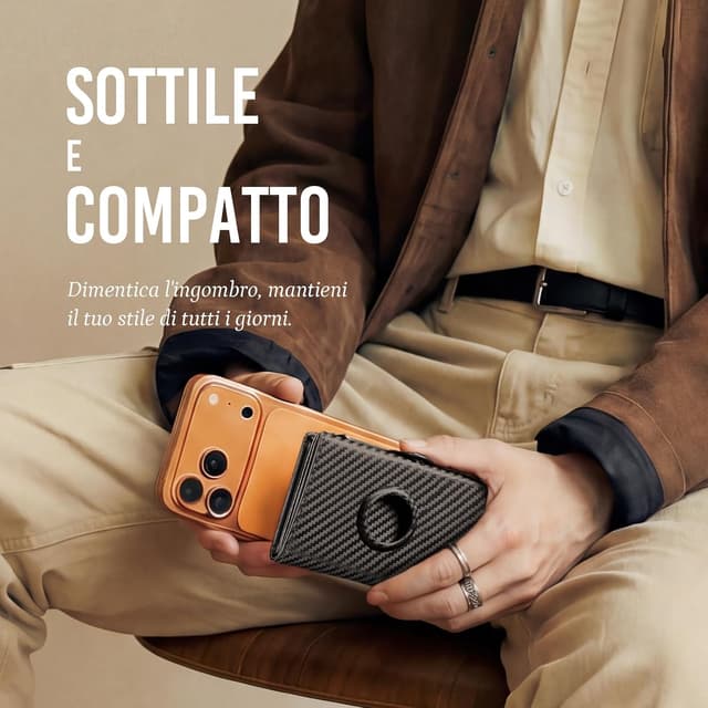 Thumbnail 5 de Portafoglio Airtag Slim Carbon Nero 12 Carte