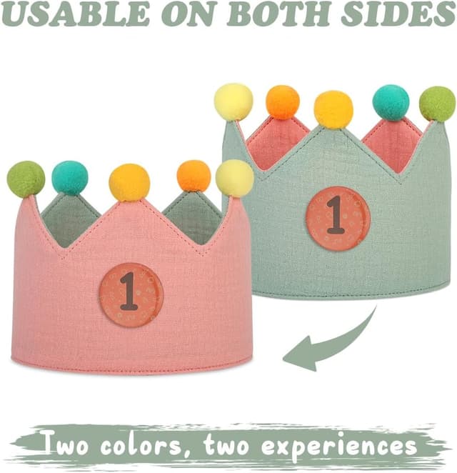 Thumbnail 4 de URAQT Corona Cumpleaños Infantil reversible