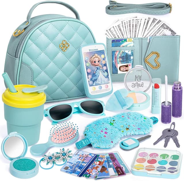 Detalle de Hohosunlar Play Purse for Little Girl – Princess pretend handbag set with accessories for ages 3+