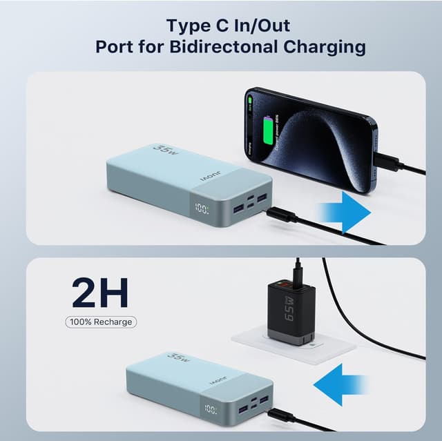 Detalle de JUOVI J2651 power bank 35W 20000mAh