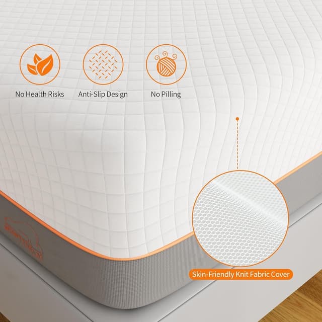 Detalle de wowttrelax Memory Foam Mattress, 4FT6 Double (135x190x20cm), Medium Firm Gel Foam for Back Pain Support
