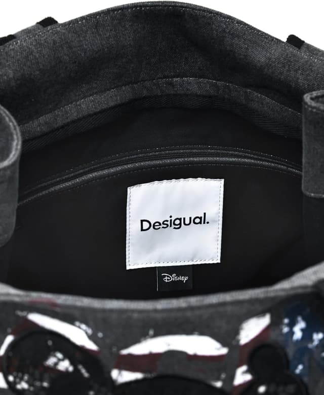 Detalle 2 de Desigual Einkaufstasche Schultertasche „Mickey Studs Khiva“ Denim Dark Grey dunkelgrau