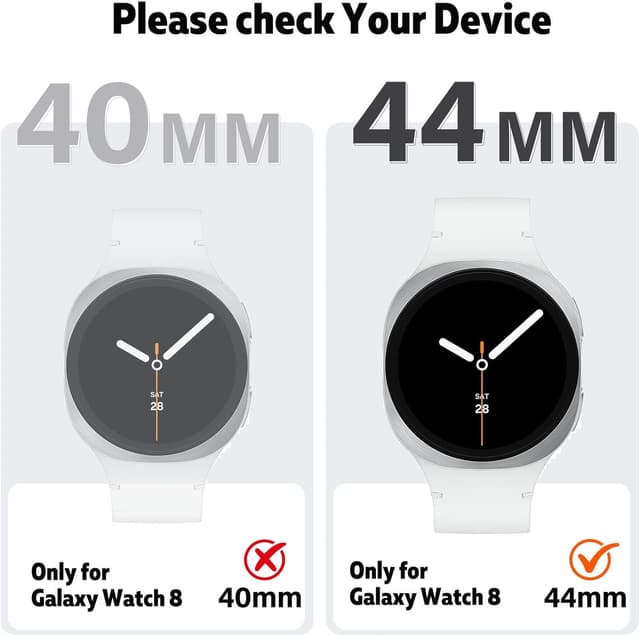 Detalle de HITZEE 2-in-1 Metal Case for Samsung Galaxy Watch 8 44mm (Silver White) – Rugged bumper with back cover