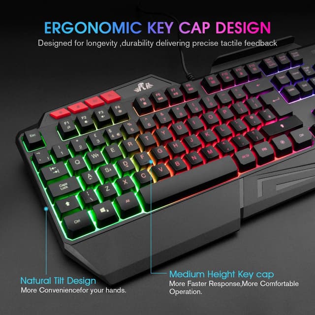Detalle de Rii RK202 Gaming keyboard with rainbow LED