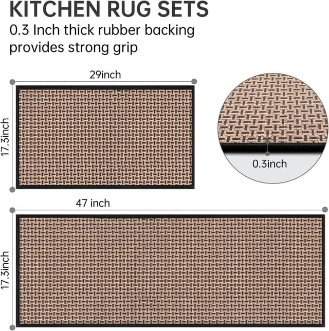 Detalle 2 de eqivei Kitchen Rugs 2-piece Set 🏠