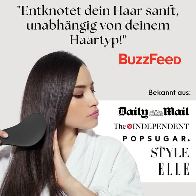 Detalle de Haarbürste ohne Ziepen Lily England – Entwirrbürste für lockiges, glattes & dickes oder dünnes Haar (Schwarz)