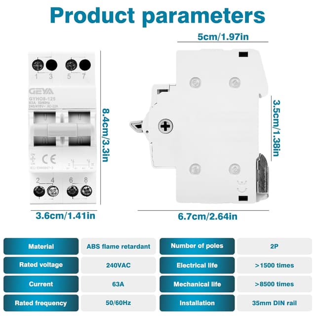 Thumbnail 5 de GEYA Conmutador Seccionador 63A 2P 🔌