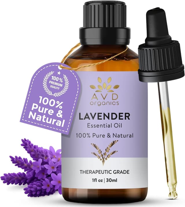 Detalle de AVD Organics Lavender Essential Oil 30ml (1 fl oz) – 100% pure natural oil for massage, aromatherapy and relaxation