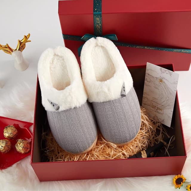 Detalle de NineCiFun Women's Slip-On Fuzzy Memory Foam Slippers