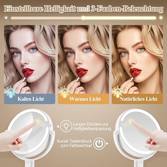 Detalle de MOMOKUBA Kosmetikspiegel 20fach mit Licht