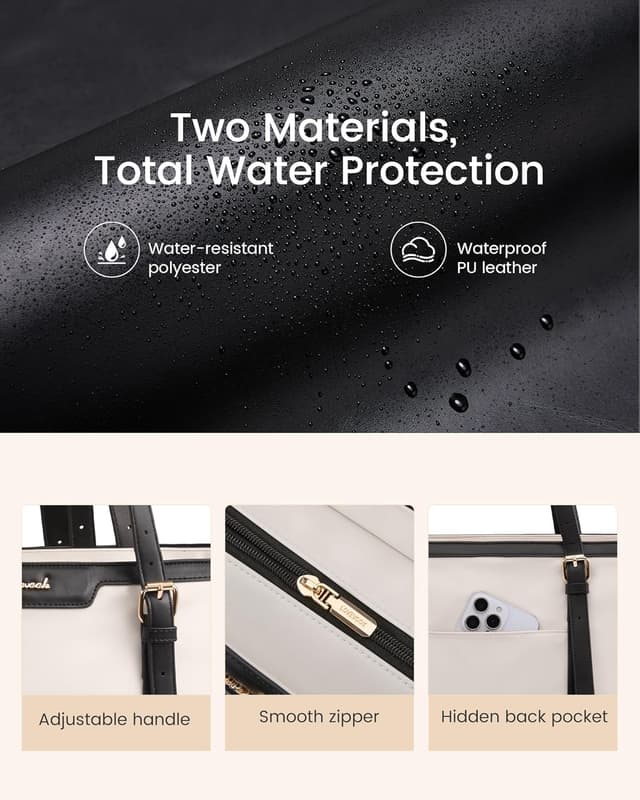 Detalle de LOVEVOOK large tote bag handbag for women with waterproof PU base and 15.6-inch laptop compartment