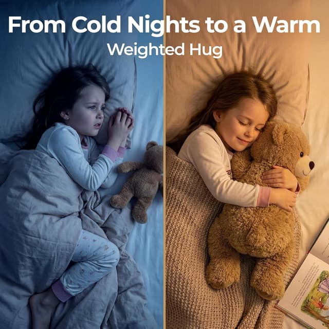 Detalle de Mewaii Weighted Brown Bear Plush with Microwavable Head Pad (23 inch) – adjustable heatable cuddle pillow